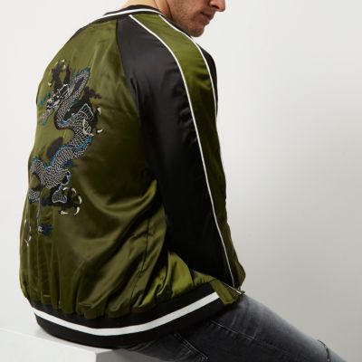 Green dragon embroidered aviator jacket
